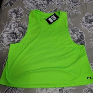 Under Armour Green Racerback Sleeveless Crop Muscle Tee Large NWT